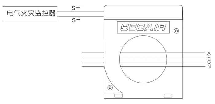 J-SCM41(160)剩余電流式<a href=http://1000gj.cn/dianqihuozai/ target=_blank class=infotextkey>電氣火災(zāi)監(jiān)控</a>探測(cè)器接線圖