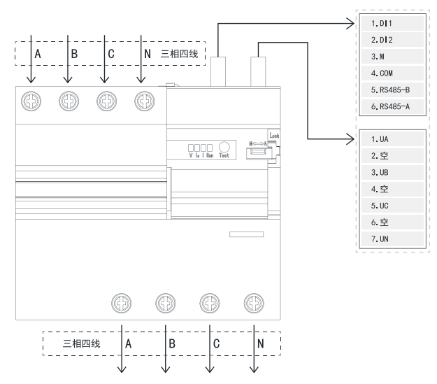 TY-610-4P智慧空開產(chǎn)品接線示意圖