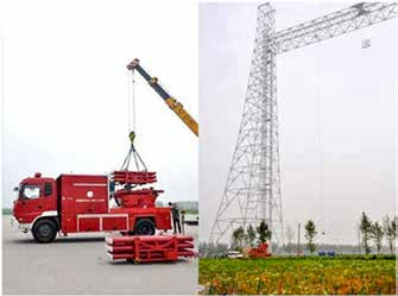 遠程控制滅火導彈發(fā)射車及現(xiàn)場場景